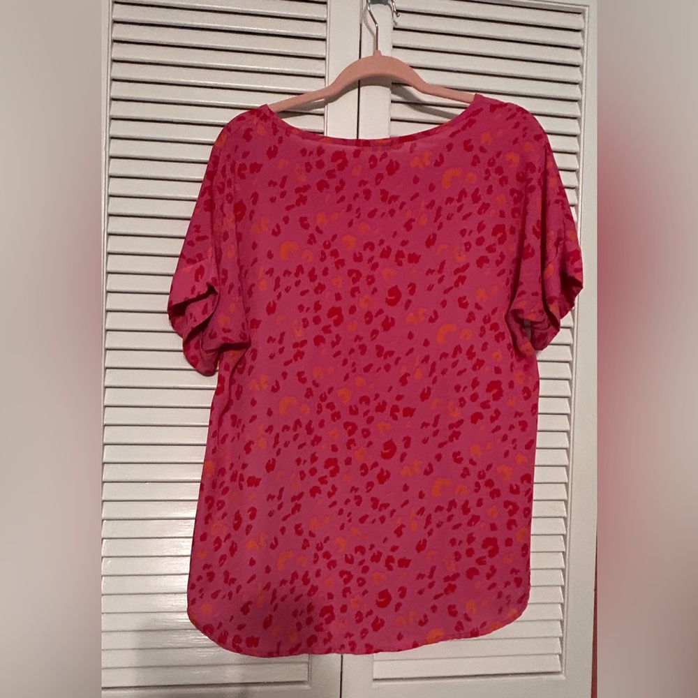 JODIFL Vibrant Pink and Orange Leopard Print Top